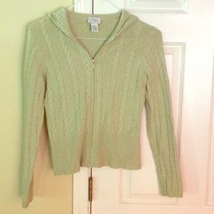Loft Cable Knit, mint green zip up cardigan.
